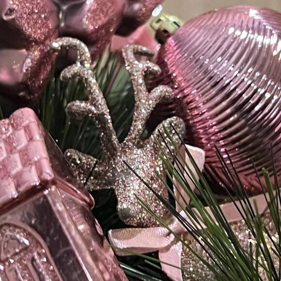 Dusty Rose Shatterproof Christmas Tree Trimming Ornaments - 15 Piece Set - Picture 2 of 5